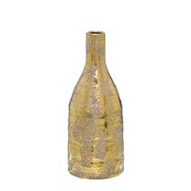 Vaso Decorativo Em Cerâmica Dourado e Marrom 12x12x30cm Vaso Decorativo Em Cerâmica Dourado e Marrom 12x12x30cm
