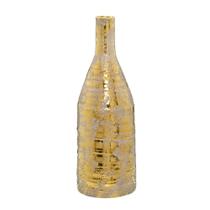 Vaso Decorativo Em Cerâmica Dourado e Marrom 15,5x15,5x45cm Vaso Decorativo Em Cerâmica Dourado e Marrom 15,5x15,5x45cm