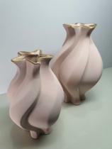 Vaso Decorativo em Cerâmica Espiral Maior 30 cm e Menor 25 cm