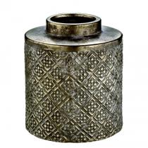 Vaso Decorativo em Cerâmica Geométrico Rústico 17cmx15,5cm Mart Collection Bronze
