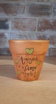 Vaso decorativo em cerâmica para plantas, com mensagem afetiva - A Amizade é o amor infinito! - Mercado Terrarium