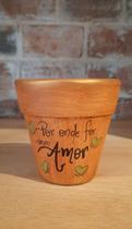 Vaso decorativo em cerâmica para plantas, com mensagem afetiva Por onde for, seja Amor