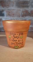Vaso decorativo em cerâmica para plantas, com mensagem afetiva - Quando a gente gosta...