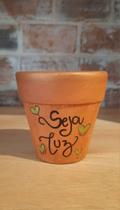 Vaso decorativo em cerâmica para plantas, com mensagem afetiva Seja Luz