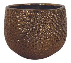 Vaso Decorativo Em Cerâmica Rose Gold Textura Em Bolinhas