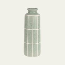 Vaso Decorativo em Cerâmica Verde Quadriculado Tam G - Mart Vaso Decorativo em Cerâmica Verde Quadriculado Tam G - Mart