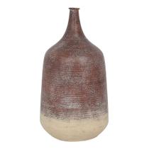 Vaso decorativo em metal cor marrom mesclado creme 37cm