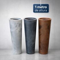 Vaso decorativo em polietileno ibiza gigante 1 metro de altura textura marmorizada plantas grandes 80 litros