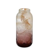 Vaso decorativo em vidro ambar e roxo e transparente 30cm