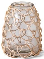 VASO DECORATIVO EM VIDRO COM FIBRA NATURAL MART 18,5cm
