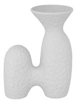 VASO DECORATIVO ENFEITE CASA 20x15x15cm CERÂMICA BRANCO