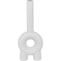 VASO DECORATIVO ENFEITE CASA 25x10x10cm CERÂMICA BRANCO
