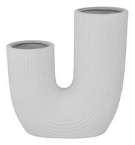 VASO DECORATIVO ENFEITE CASA 25x23x23cm CERÂMICA BRANCO