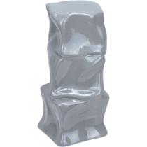 VASO DECORATIVO ENFEITE CASA AMASSADO HOME&CO CERÂMICA 23x11x11cm CINZA