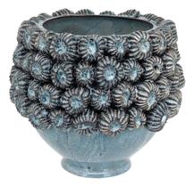 Vaso Decorativo Enfeite Casa Cerâmica 20x23x23cm Azul