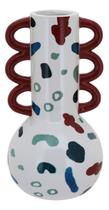 Vaso Decorativo Enfeite Casa Cerâmica 23x18x18cm Colorido