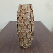 Vaso Decorativo Enfeite Casa Cerâmica 45x21x21cm Bege