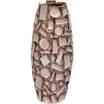 Vaso Decorativo Enfeite Casa Cerâmica 45x21x21cm Bege