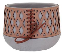 Vaso Decorativo Enfeite Casa Cimento 14x10x10cm Bege Cachepô