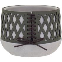 Vaso Decorativo Enfeite Casa Cimento 14x10x10cm Verde Cachepô