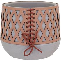 Vaso Decorativo Enfeite Casa Cimento 18x12x12cm Bege Cachepô