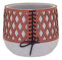 Vaso Decorativo Enfeite Casa Cimento 18x14x14cm Marrom Cachepô