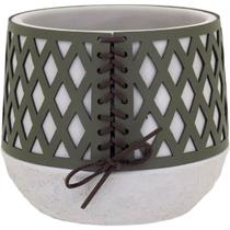 Vaso Decorativo Enfeite Casa Cimento 18x14x14cm Verde Cachepô