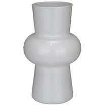 VASO DECORATIVO ENFEITE CASA ELIPSE HOME&CO LEITOSO VIDRO 20x12x12cm BRANCO