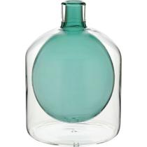 VASO DECORATIVO ENFEITE CASA GARRAFA VIDRO 17x15x15cm CINZA