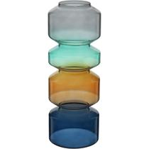 VASO DECORATIVO ENFEITE CASA GEOMÉTRICO HOME&CO 4 ELOS VIDRO 28x10x10cm COLOR
