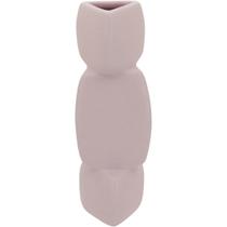 VASO DECORATIVO ENFEITE CASA GEOMÉTRICO HOME&CO CERÂMICA 21x7x7cm ROSA CLARO
