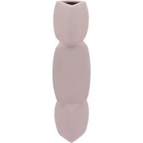 VASO DECORATIVO ENFEITE CASA GEOMÉTRICO HOME&CO CERÂMICA 31x8x8cm ROSA CLARO