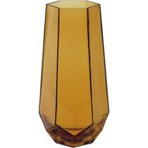 VASO DECORATIVO ENFEITE CASA GEOMÉTRICO HOME&CO VIDRO 20x7x7cm ÂMBAR