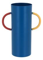 Vaso Decorativo Enfeite Casa Metal 15x11x11cm Azul