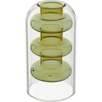 VASO DECORATIVO ENFEITE CASA PAREDE DUPLA HOME&CO BOROSSILICATO 15x8x8cm ÂMBAR