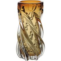 Vaso Decorativo Enfeite Casa Vidro 22x10x10cm Âmbar
