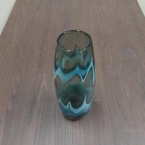 Vaso Decorativo Enfeite Casa Vidro 35x14x14cm Azul