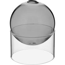 Vaso Decorativo Enfeite Esfera Suporte Vidro 10x10x10 Cinza