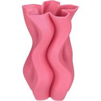 Vaso Decorativo Enfiete Casa Aparador 3d Home&co Cerâmica 24x14x14cm Rosa Escuro