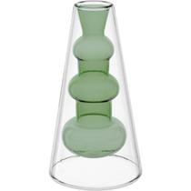 VASO DECORATIVO ENFIETE CASA PAREDE DUPLA HOME&CO BOROSSILICATO 19x9x9cm VERDE
