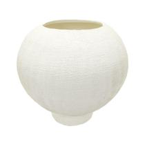 Vaso Decorativo Esfera Ceramica Branca texturizado com Base