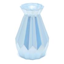 VASO DECORATIVO FACETADO AZUL PEROLADO 9x9x15 C/1 UN- CROMUS