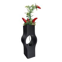 Vaso Decorativo Flor Planta Curve Preto 20cm Presentes Presente Casa Decoração Decorações Enfeite