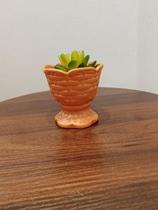 Vaso decorativo formato taca em cerâmica10 x 7 cm - Mostarda