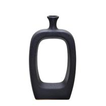 VASO DECORATIVO GEOMETRICO PRETO FOSCO EM CERAMICA 35cm