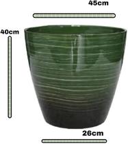 Vaso Decorativo Grande 40cm Verde Musgo Alto Brilho para Plantas de Sala e Jardim