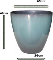 Vaso Decorativo Grande Azul Aço Alto Brilho Liso para Plantas de Sala e Jardim Com 40cm de altura.
