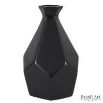 Vaso Decorativo Grande Diamond em Cerâmica Preto