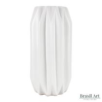 Vaso Decorativo Losango Alto em Cerâmica Off White Vaso Decorativo Losango Alto em Cerâmica Off White
