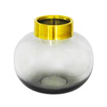 Vaso Decorativo Maior Cristal Metal Dourado Finos Detalhes